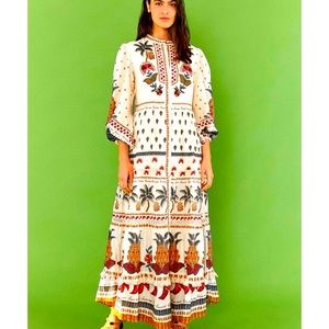 Farm Rio Off White Embroidered Maxi Dress